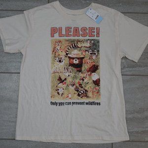 Smokey The Bear T-Shirt Only You Can Prevent Wild Fires Medium Off-white